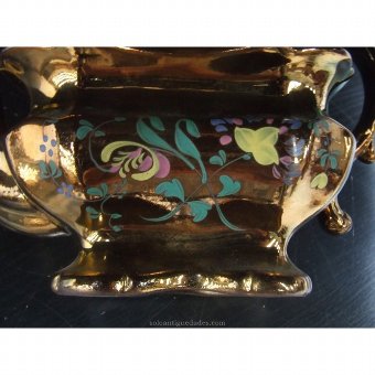 Antique Glazed earthenware teapot bronze tones