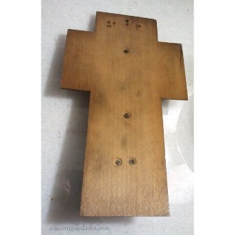 Antique Benditera wood and onyx with enameled cross