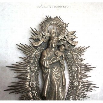 Antique Benditera silver with image of Virgin Mary
