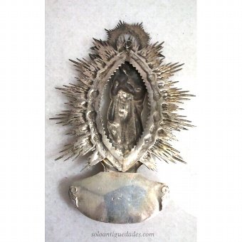 Antique Benditera silver with image of Virgin Mary
