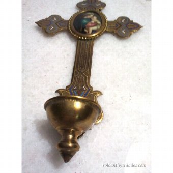 Antique Benditera shaped cross with Madonna