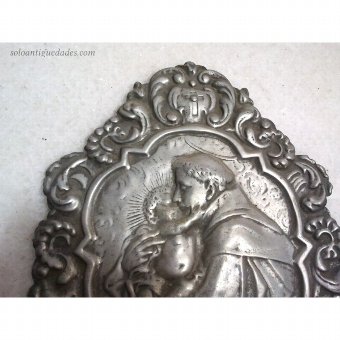 Antique Benditera with holy image kissing the baby Jesus
