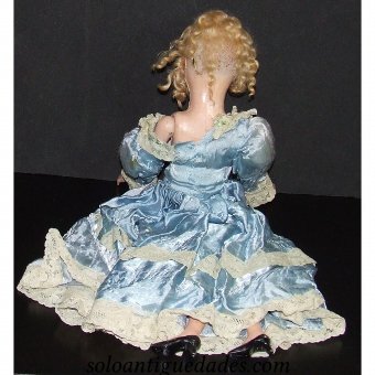 Antique Paper mache doll with vintage dress