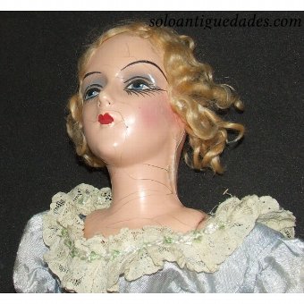 Antique Paper mache doll with vintage dress