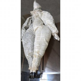 Antique Porcelain doll harlequin suit