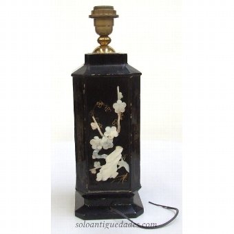 Antique Polychrome wood lamp