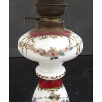 Antique Decorated pottery lamp