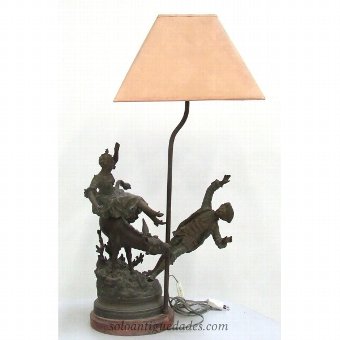 Antique Lamp with bronze sculptures