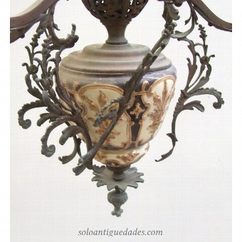 Antique Art Nouveau porcelain lamp decorated