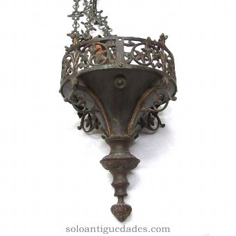 Antique Gothic Revival bronze lamp
