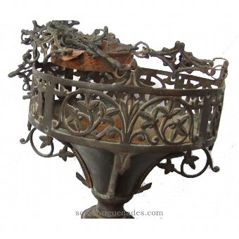 Antique Gothic Revival bronze lamp