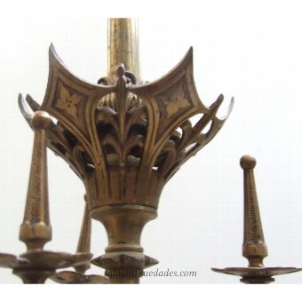 Antique Chandelier Art Deco bronze and brass