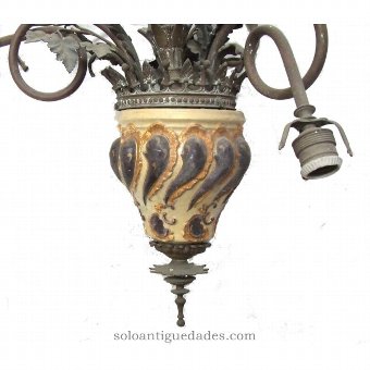 Antique Art Nouveau porcelain lamp decorated