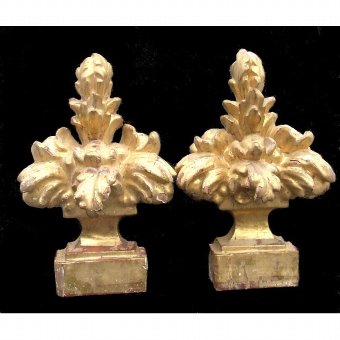 Antique Pair of carved wood corbels