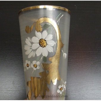 Antique Glass with gold motifs and glazed
