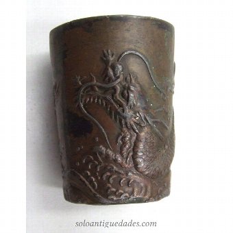 Antique Metal cup with dragon figurine