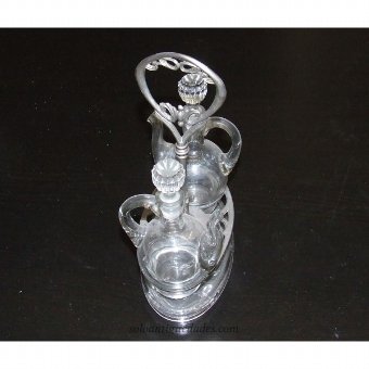 Antique Glass cruet and metal support