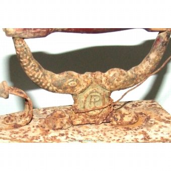 Antique Iron and polychrome wooden handle and Support