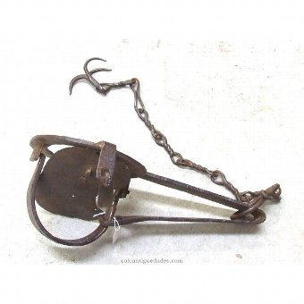 Antique Bough with linked chain with three hooks