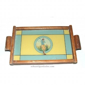 Antique Tray with golfer image