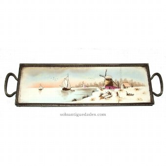 Antique Tray with snowy landscape image