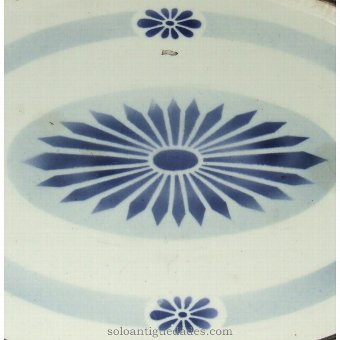 Antique Tray with geometric patterns in blue