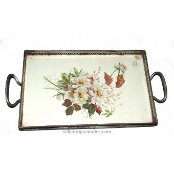 Antique Rectangular tray with side handles