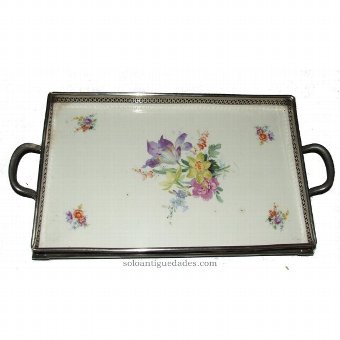 Antique Rectangular tray with inscription on the base