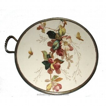 Antique Tray decorated with flowers and insects