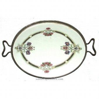 Antique Oval tray with geometric