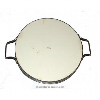 Antique Circular tray with metal handles