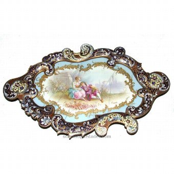 Antique Porcelain tray with gallant scene