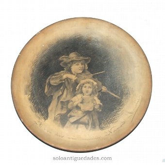Antique Porcelain tray with image of children