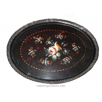 Antique Metal tray with oval