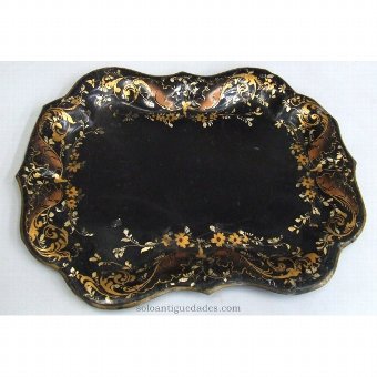 Antique Metal tray painted black
