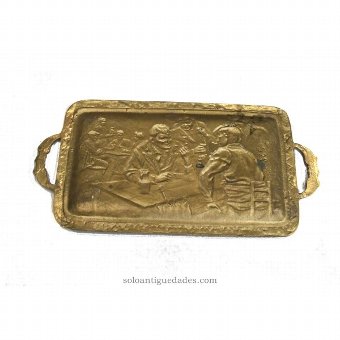Antique Embossed brass tray