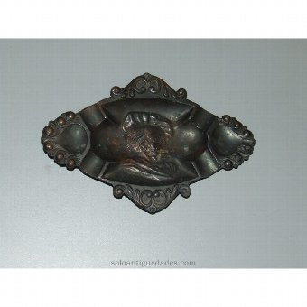 Antique Metal tray with embossed portrait