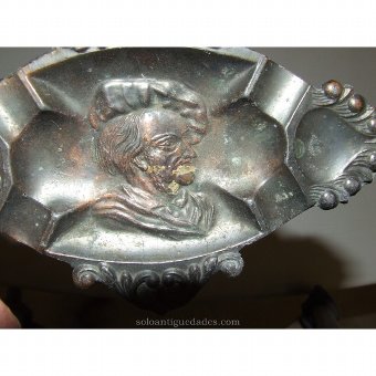 Antique Metal tray with embossed portrait