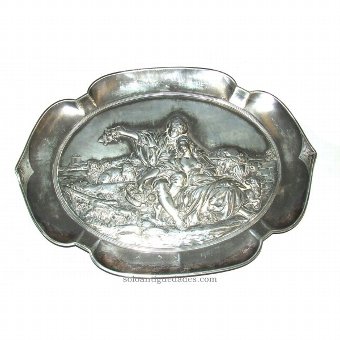 Antique Silver tray with loving couple