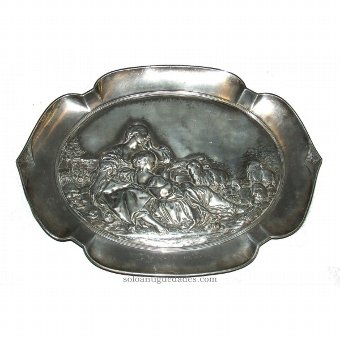 Antique Silver tray with relief figures