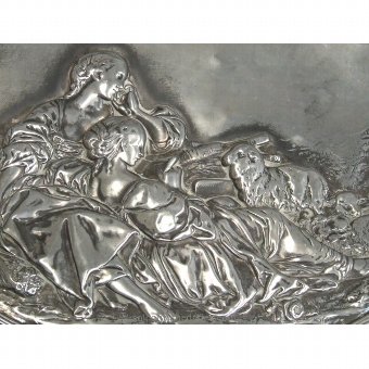 Antique Silver tray with relief figures
