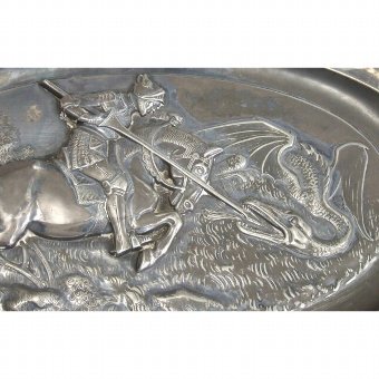 Antique Metal tray. St. George and the Dragon