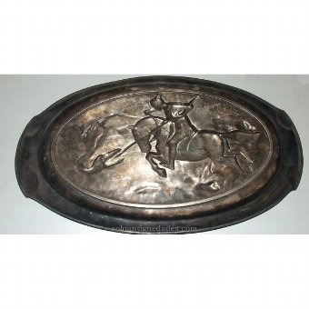 Antique Metal tray. St. George and the Dragon