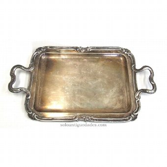Antique Silver tray with inscription IS