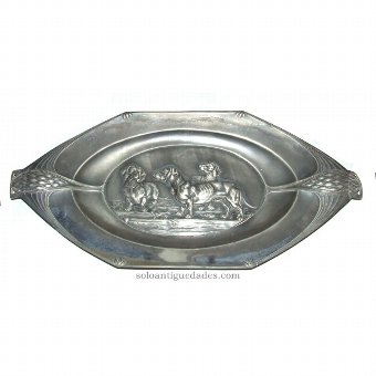 Antique Silver tray with hexagonal