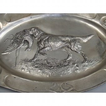 Antique Tray with embossed hunting scene