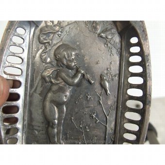 Antique Tray embossed girl and bird