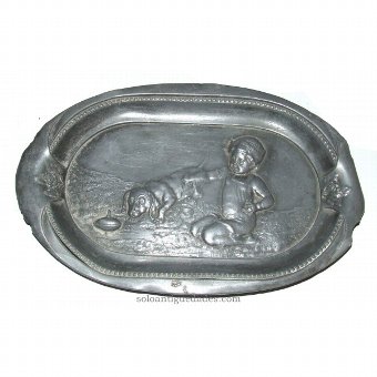 Antique Tin tray with oval