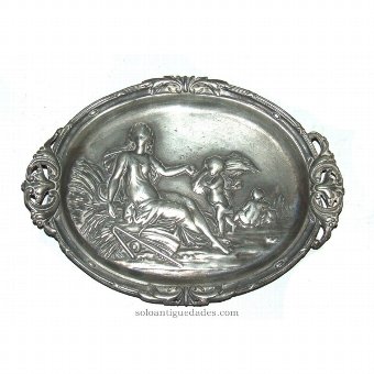 Antique Metal tray with country scene