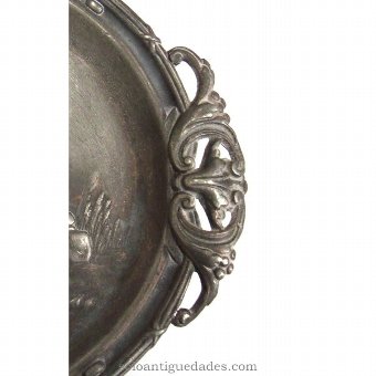 Antique Metal tray with country scene
